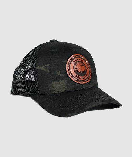 Granite EST MMXIV Leather Patch Hat ~ Black Camo – Aspinwall