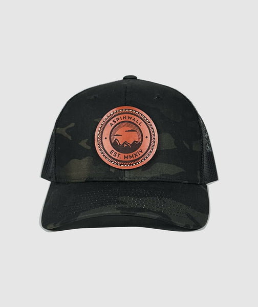 帽子 Camouflage Cross Leather Patch Mesh Cap Camo Leather Patch