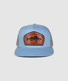 Walleye Trucker Leather Patch Hat ~ Glacier Blue / Grey