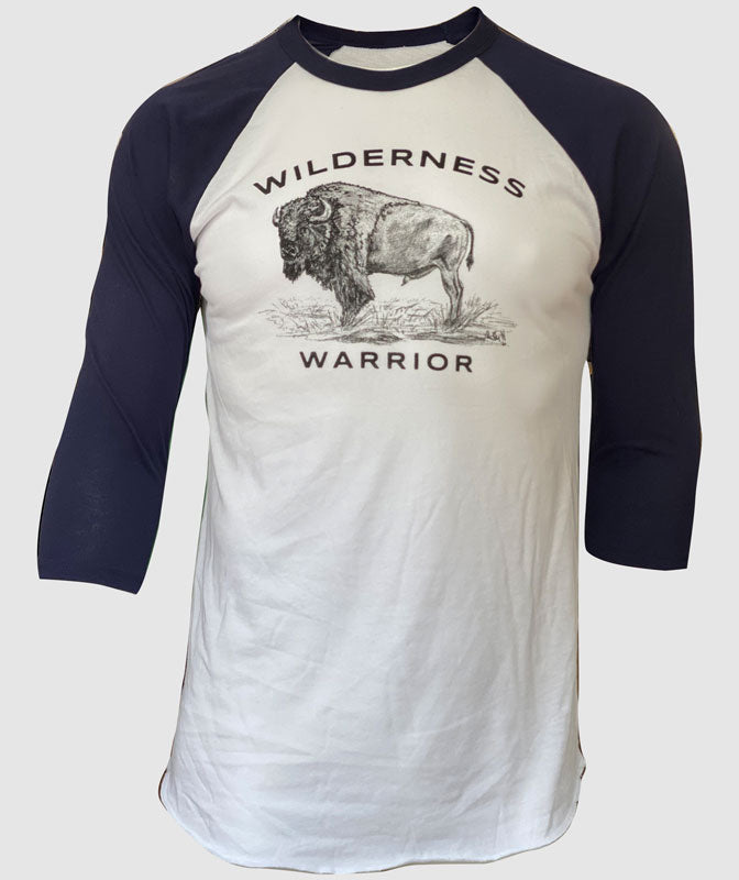 Wilderness Warrior Bison Raglan ~ Navy / White