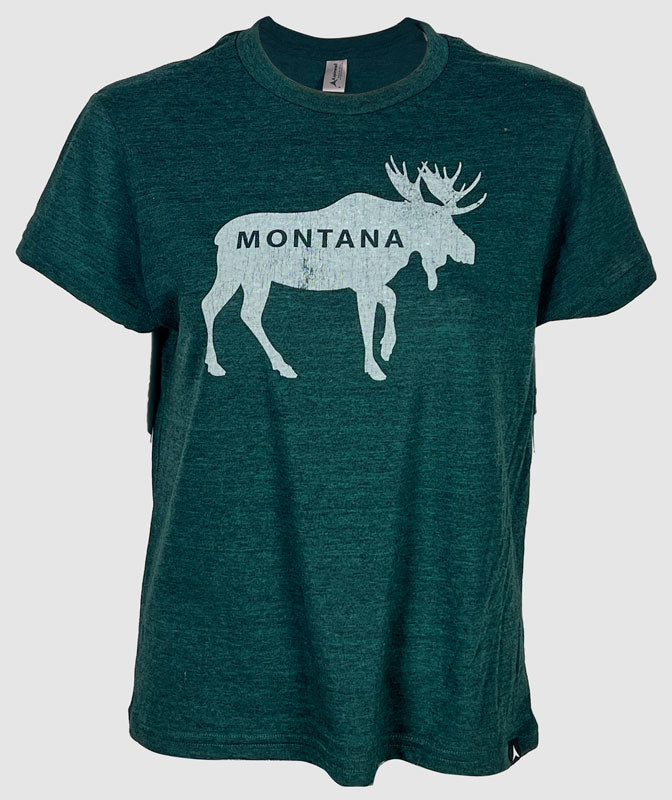 Montana Moose Womens T-Shirt ~ Heather Forest