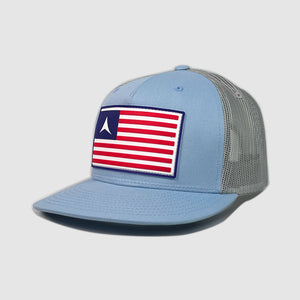 Icon American Flag Rubber Patch Hat ~ Glacier Blue / Grey