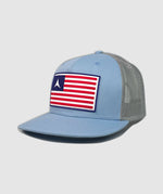 Icon American Flag Rubber Patch Hat ~ Glacier Blue / Grey