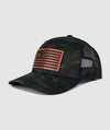 Aspinwall American Flag Leather Patch Hat~ Black Camo