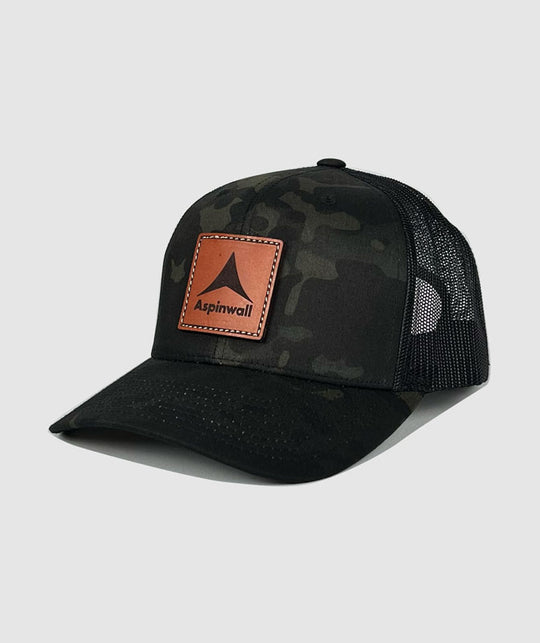 Granite Vertical Trademark Leather Patch Hat ~ Black Camo