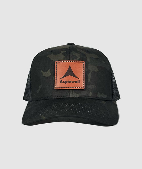 Aspinwall Vertical Trademark Leather Patch Hat~ Black Camo