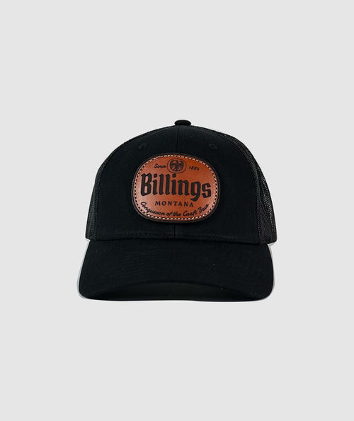 Billings Craft Beer Leather Patch Hat ~ Black