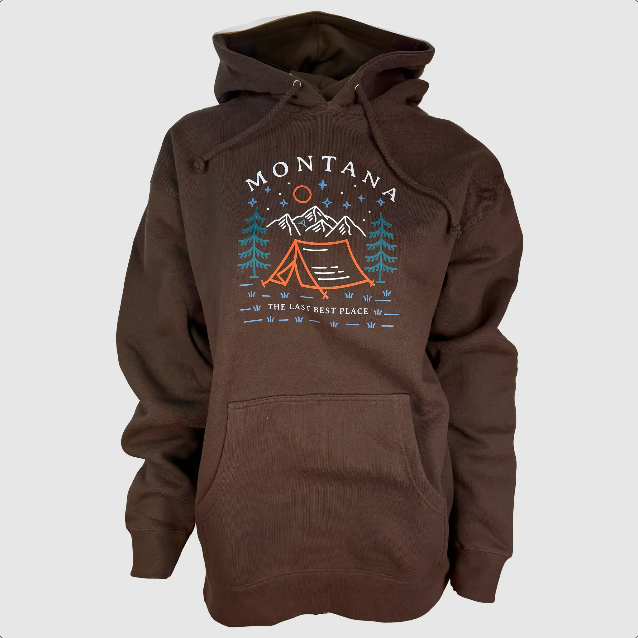 camping hoodie Last Best Place Camping Hybrid Hoodie ~ Brown
