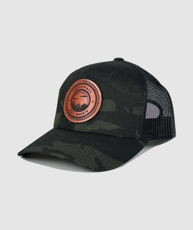 Granite EST MMXIV Leather Patch Hat ~ Black Camo – Aspinwall