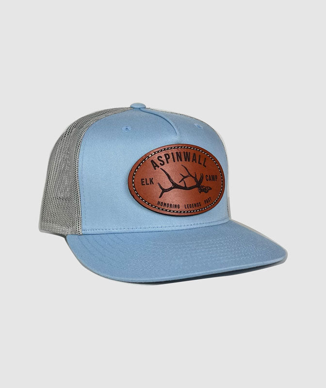 Icon Elk Camp Trucker Leather Patch Hat ~ Glacier Blue / Grey