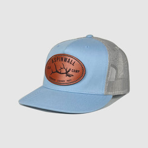 Icon Elk Camp Trucker Leather Patch Hat ~ Glacier Blue / Grey