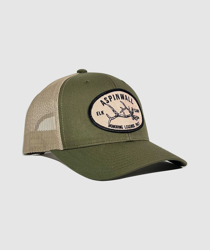 Granite Elk Camp Embroidered Patch Hat~ Khaki / Olive