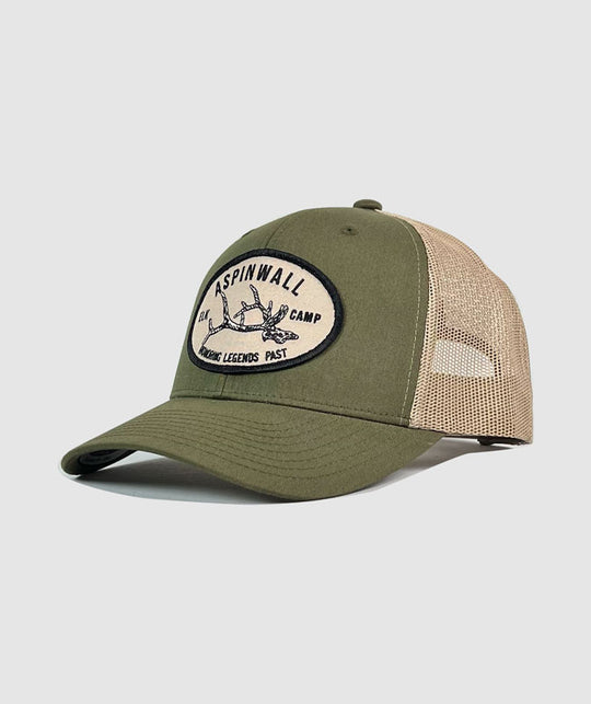 Granite Elk Camp Embroidered Patch Hat~ Khaki / Olive