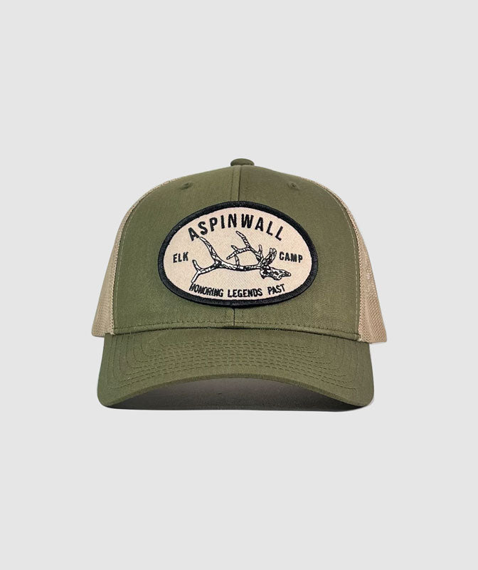 Granite Elk Camp Embroidered Patch Hat~ Khaki / Olive