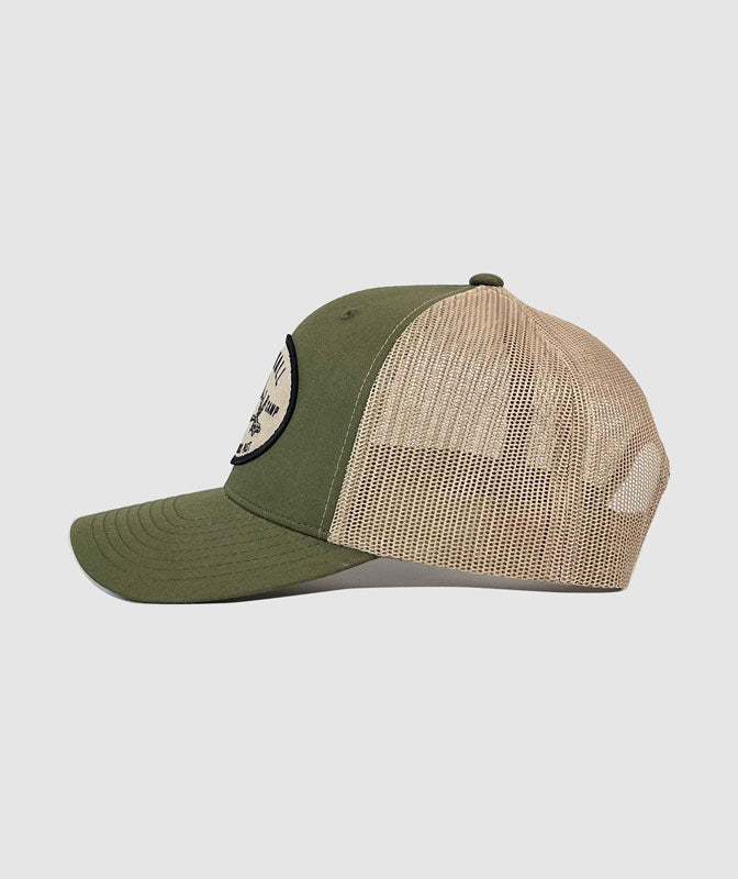 Granite Elk Camp Embroidered Patch Hat~ Khaki / Olive