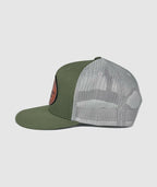 Icon Elk Camp Trucker Leather Patch Hat ~ Olive / Grey