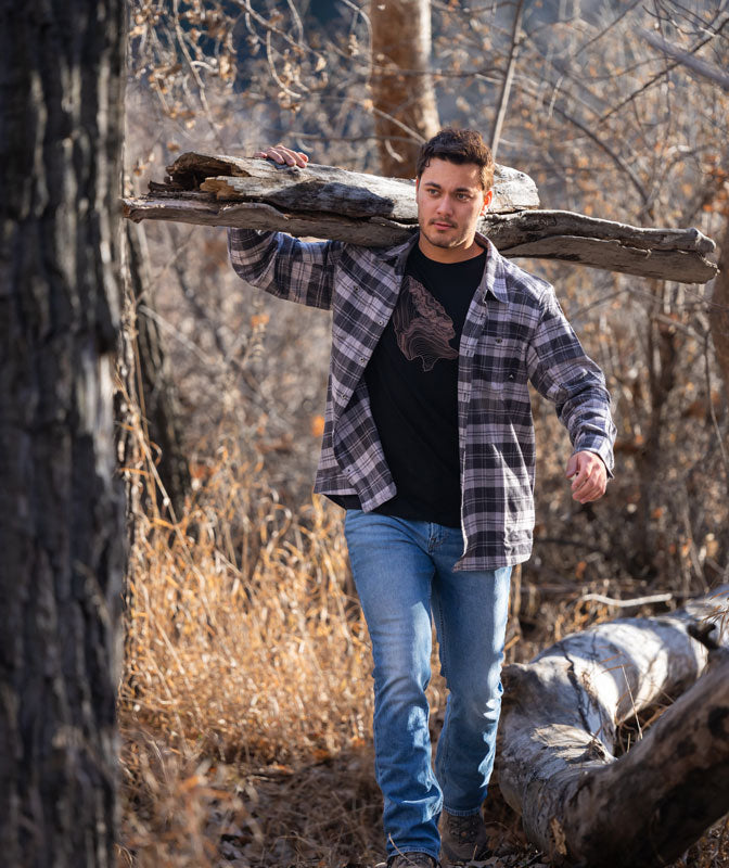 Mens Timberline Flannel ~ Light Grey / Dark Grey – Aspinwall Mens Timberline Flannel ~ Light Grey / Dark Grey – Aspinwall