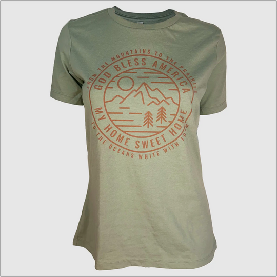 God Bless America Womens T-Shirt ~ Mint