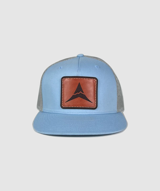Icon Great Divide Trucker Leather Patch Hat ~ Glacier Blue / Grey