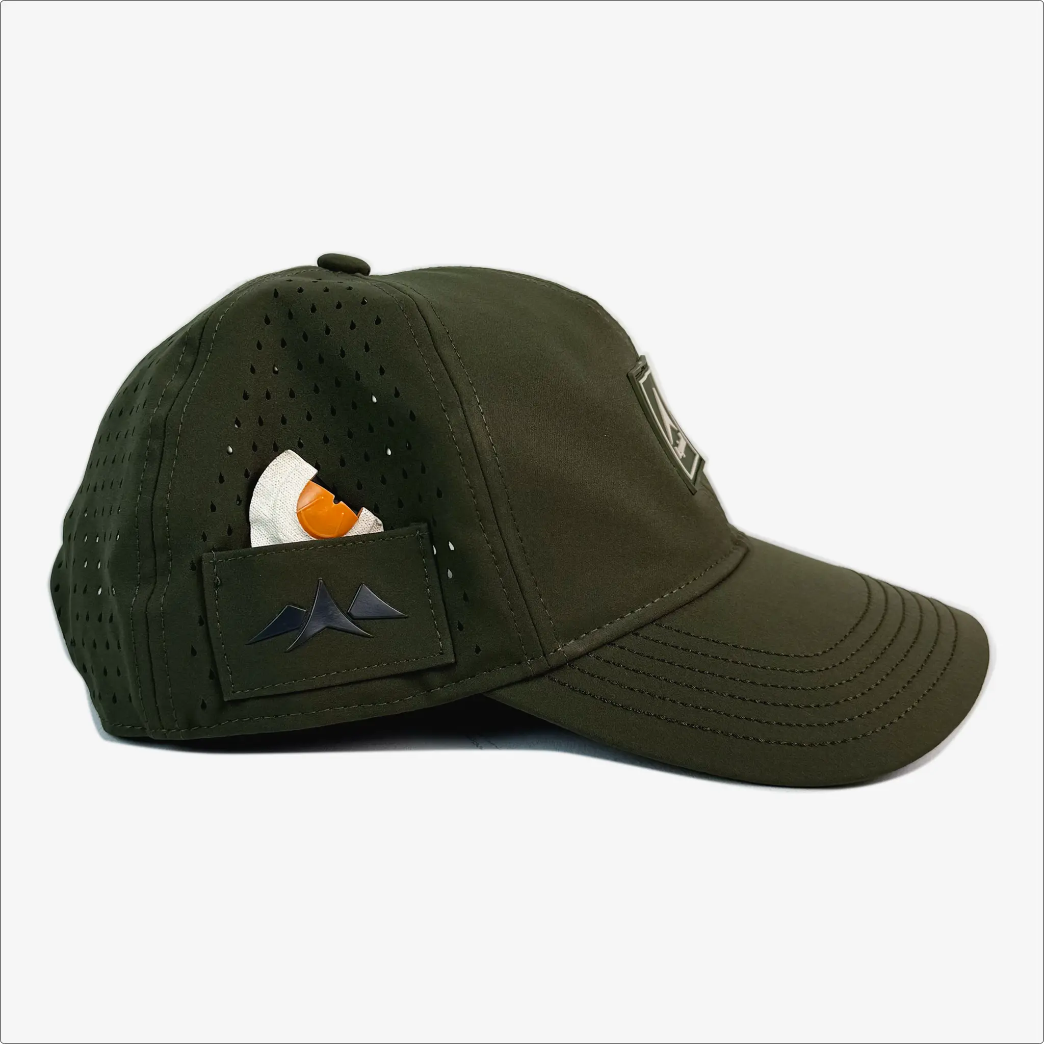 Hamilton Hat Vertical Trademark Rubber Patch ~ Olive Drab O.D. Green