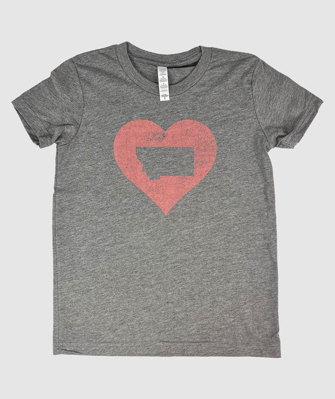 Montana Heart Kids T-Shirt ~ Grey