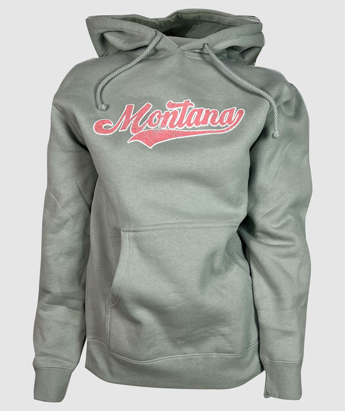 Montana Baseball Script Hybrid Hoodie ~ Seafoam