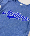 Montana Baseball Script Onesie ~ Tri Blue