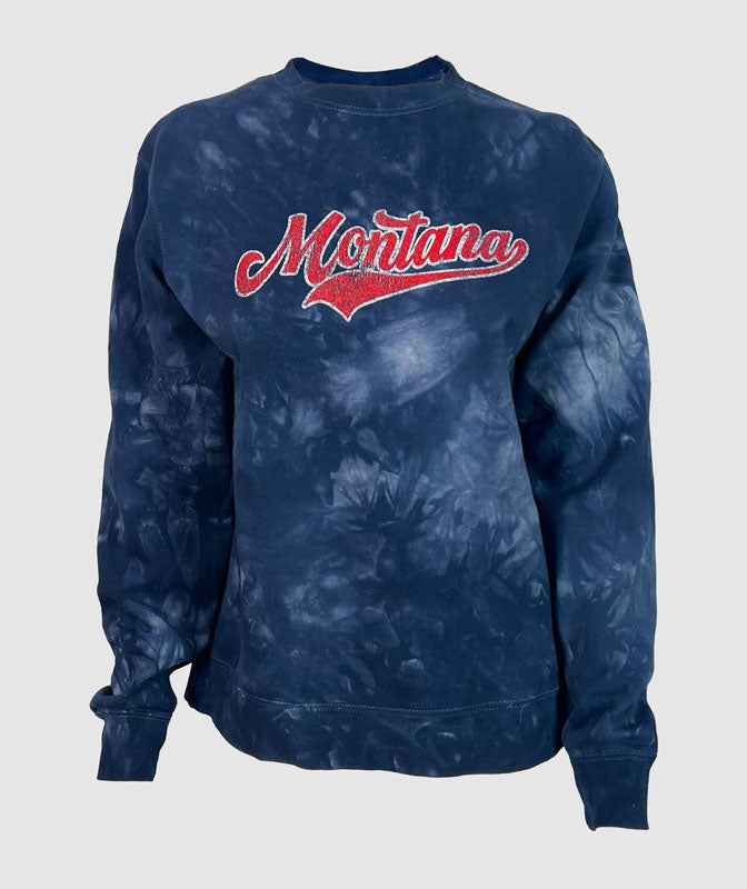 Montana Baseball Script Metcalf Crew ~ Navy Tie Dyed