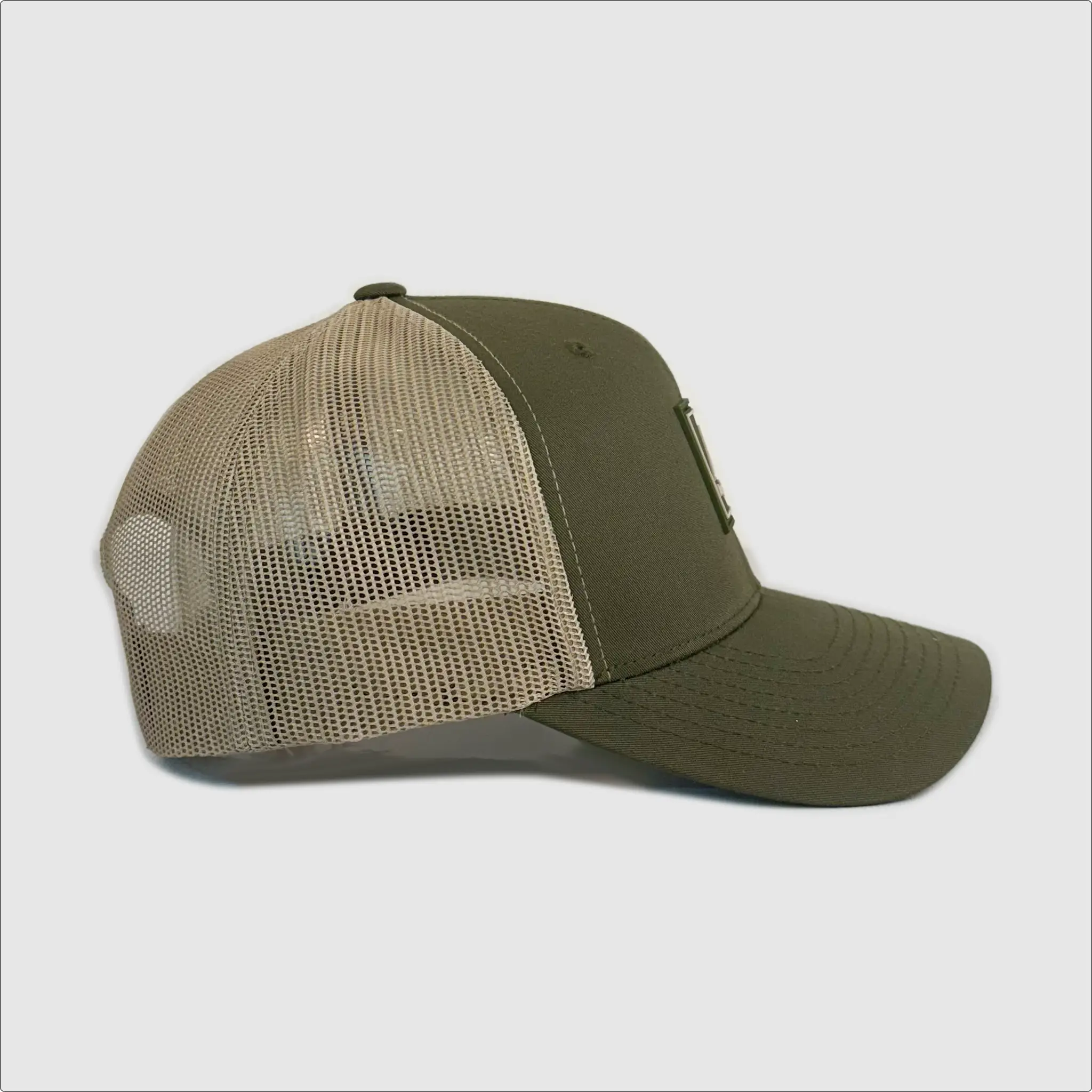 Vertical Trademark Granite Rubber Patch Hat ~ Olive / Khaki