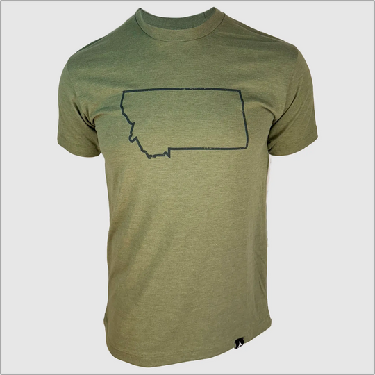 Montana State Outline T-Shirt ~ Heather Olive