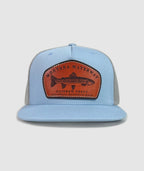 Icon Rainbow Trucker Leather Patch Hat ~ Light Blue / Grey