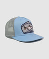 Rainbow Trout Icon Trucker Patch Hat ~ Light Blue / Grey