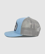 Rainbow Trout Icon Trucker Patch Hat ~ Light Blue / Grey