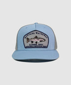 Rainbow Trout Icon Trucker Patch Hat ~ Light Blue / Grey