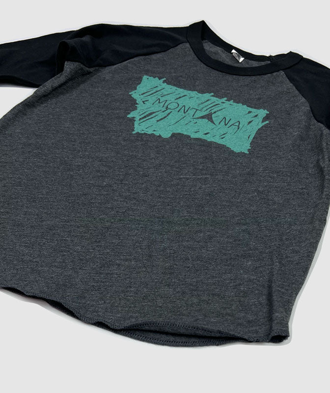 Scribble Summit Montana Kid Raglan ~ Black / Charcoal