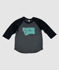 Scribble Summit Montana Kid Raglan ~ Black / Charcoal