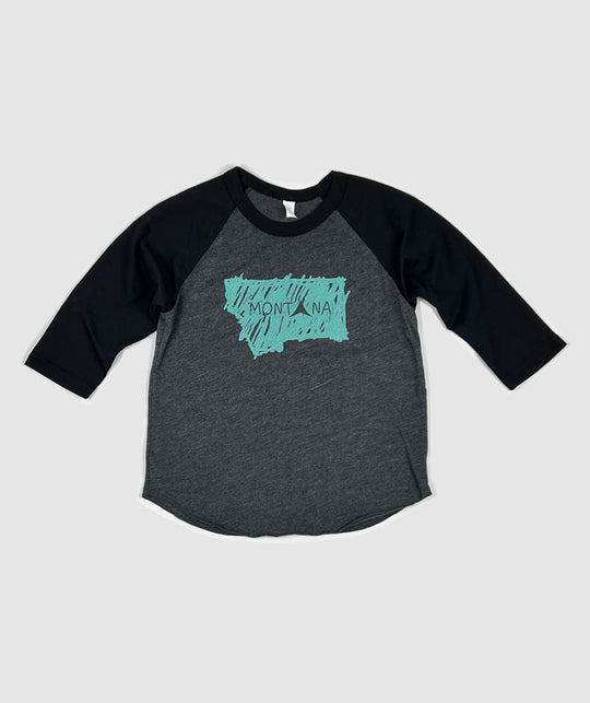 Scribble Summit Montana Kid Raglan ~ Black / Charcoal