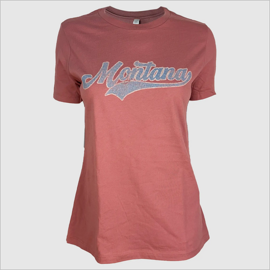 Montana Script Womens T-Shirt ~ Rose