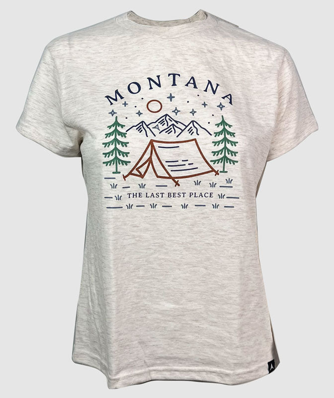 Last Best Place Camping Marias Womens T-Shirt ~ Oatmeal