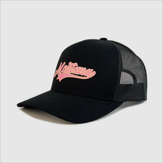 Topaz Montana Baseball Script Hat ~ Black