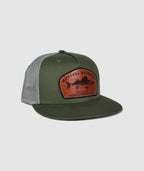 Icon Walleye Trucker Leather Patch Hat ~ Olive / Grey