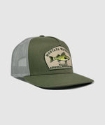 Walleye Icon Trucker Patch Hat ~ Olive / Grey