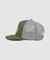 Walleye Icon Trucker Patch Hat ~ Olive / Grey