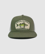 Walleye Icon Trucker Patch Hat ~ Olive / Grey