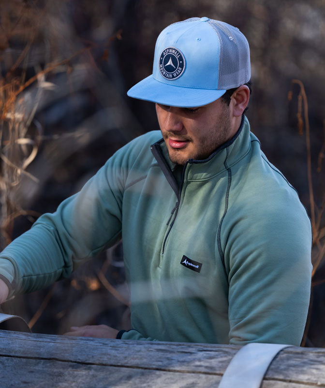Icon Trucker Hat ~ Light Blue / Grey