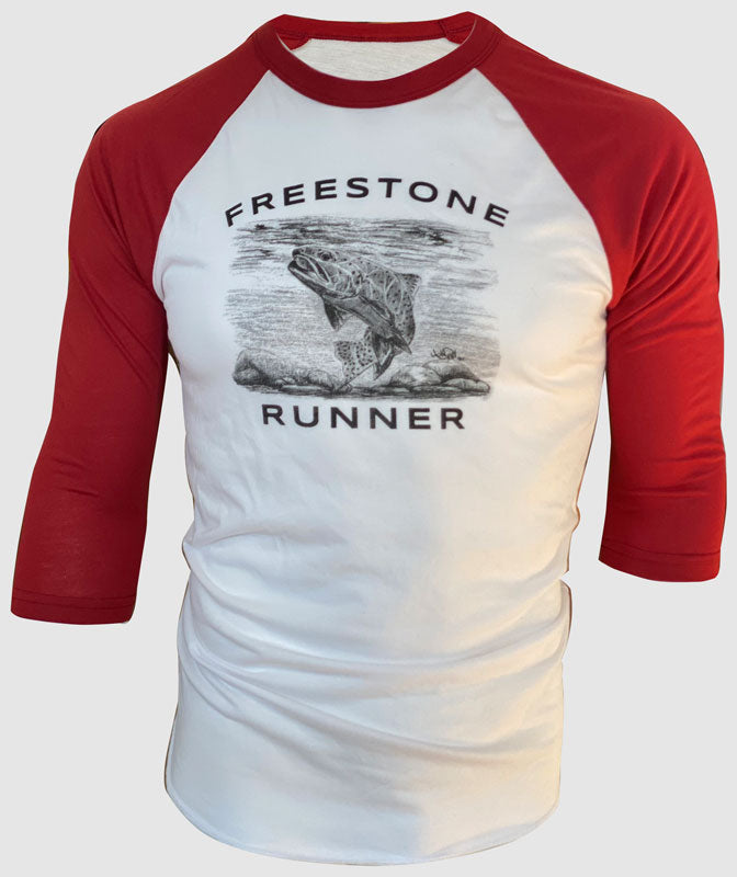 Freestone Runner Trout Raglan Cherry ~ Red / White