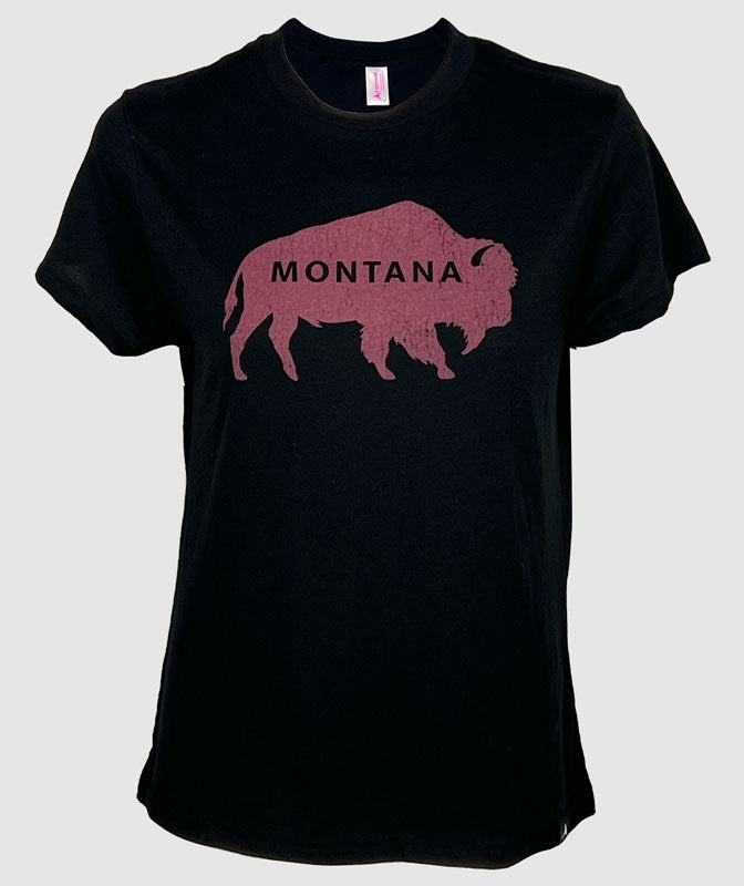 Montana Bison Womens T-Shirt ~ Black