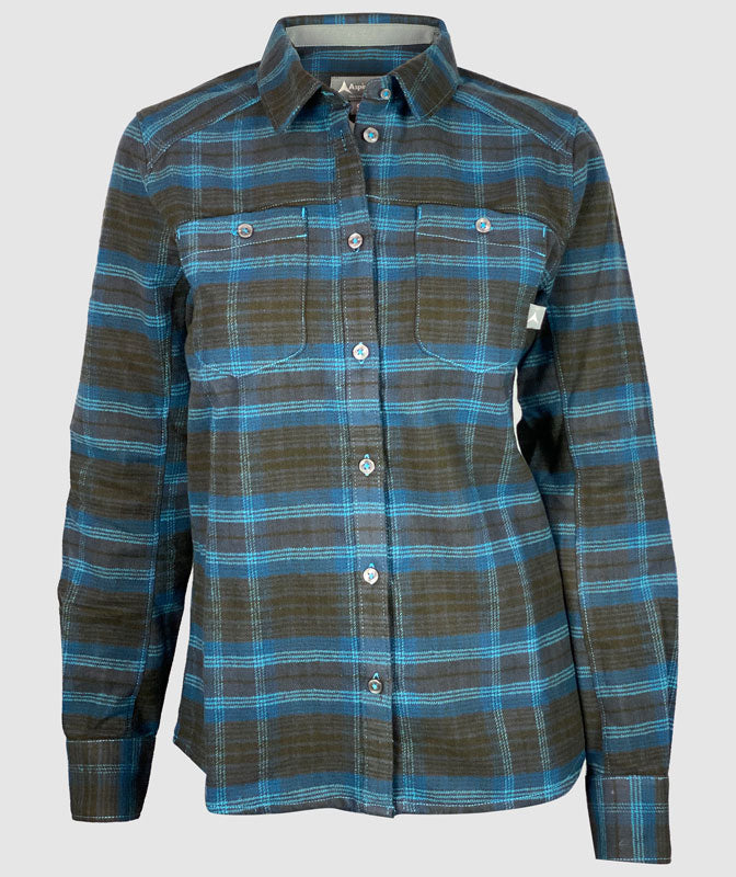 Womens Timberline Flannel ~ Charcoal / Blue